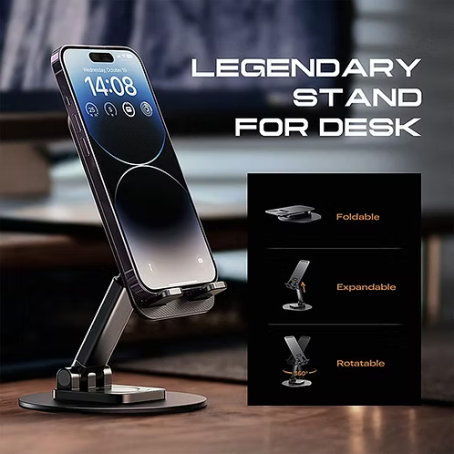 360° Rotating Mobile Phone Holder Stand – Adjustable Desk Stand for Smartphones