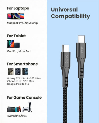 BIONIC 45W C TO C FAST CHARGING CABLE (BLACK)