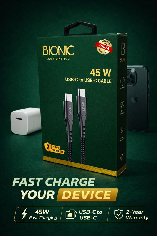 BIONIC 45W C TO C FAST CHARGING CABLE (BLACK)