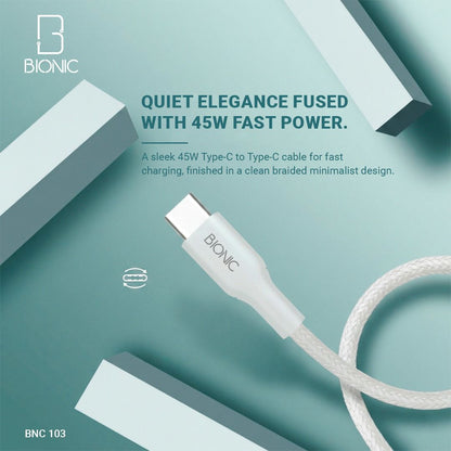 BIONIC 45W USB C TO C FAST CHARGING CABLE(WHITE)