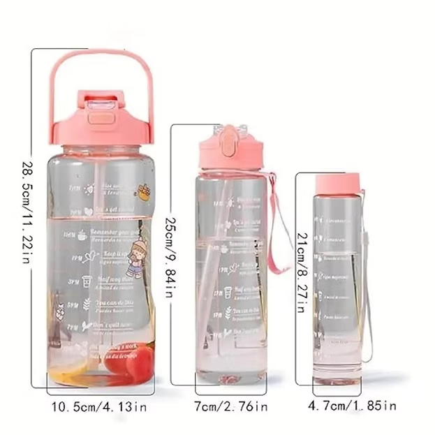 3-Piece Motivational Water Bottle Set – BPA Free Fitness & Hydration Bottles