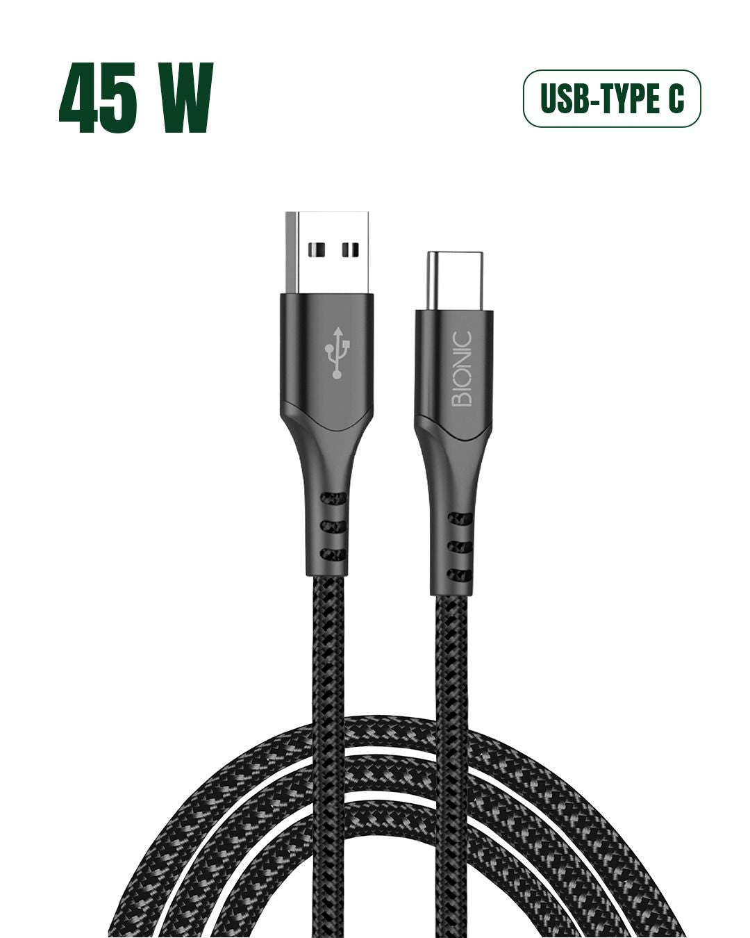 BIONIC 45W USB A TO USB C FAST CHARGING CABLE
