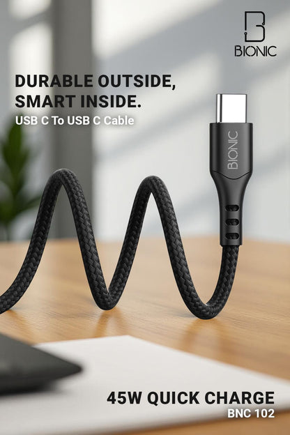 BIONIC 45W C TO C FAST CHARGING CABLE (BLACK)